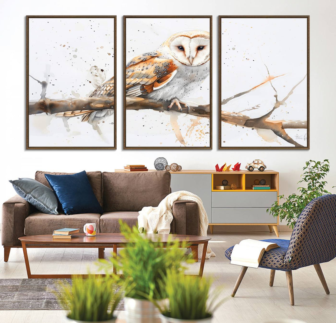 Nature enthusiasts will love the Barn Owl Wall Art on Branch, a stunning canvas print that is ready to hang and beautifully framed.