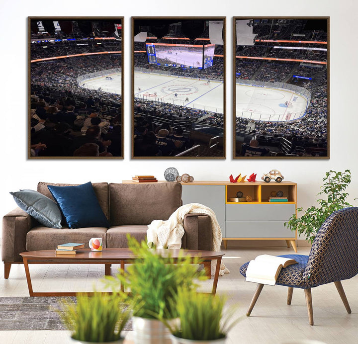 A wall art canvas of Amalie Arena, capturing NHL hockey in Florida.