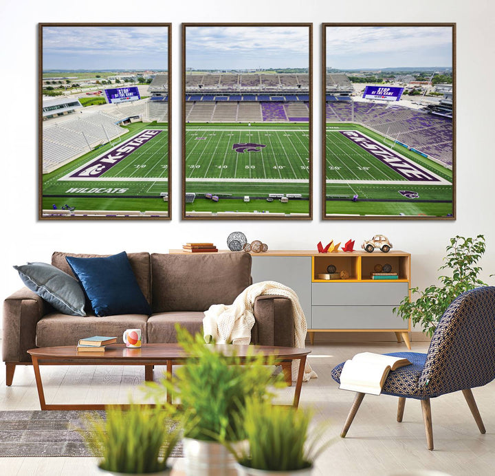 Gallery-quality canvas print featuring the KState Wildcats Football Team at Bill Snyder Family Stadium, Manhattan.