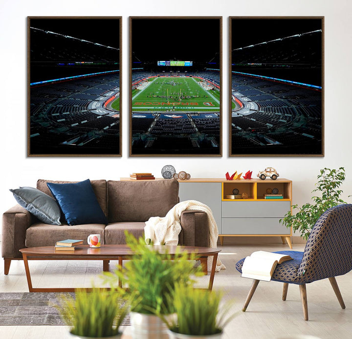 Museum-quality canvas print of Denver Broncos Empower Field at Mile High Stadium.