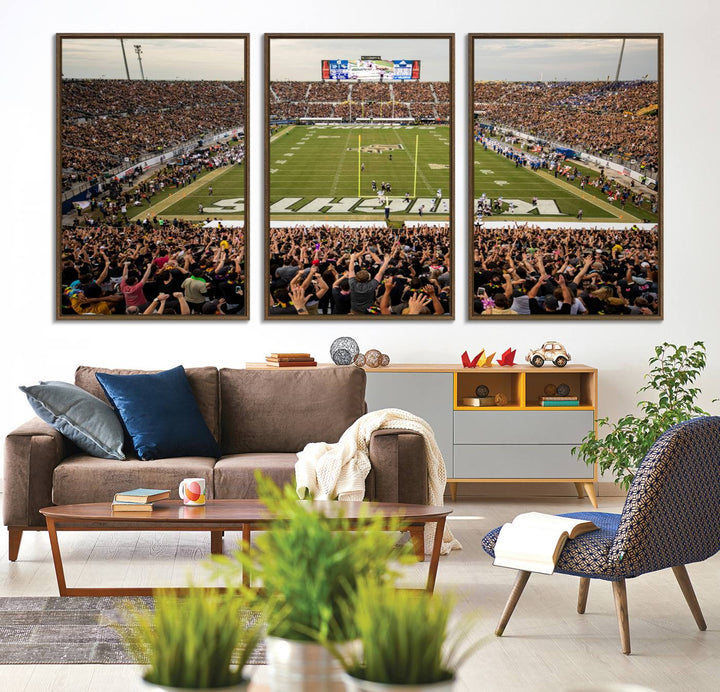 Gallery-quality wall art of the UCF Knights at Orlando FBC Mortgage Stadium, capturing a packed stadium and vibrant field.