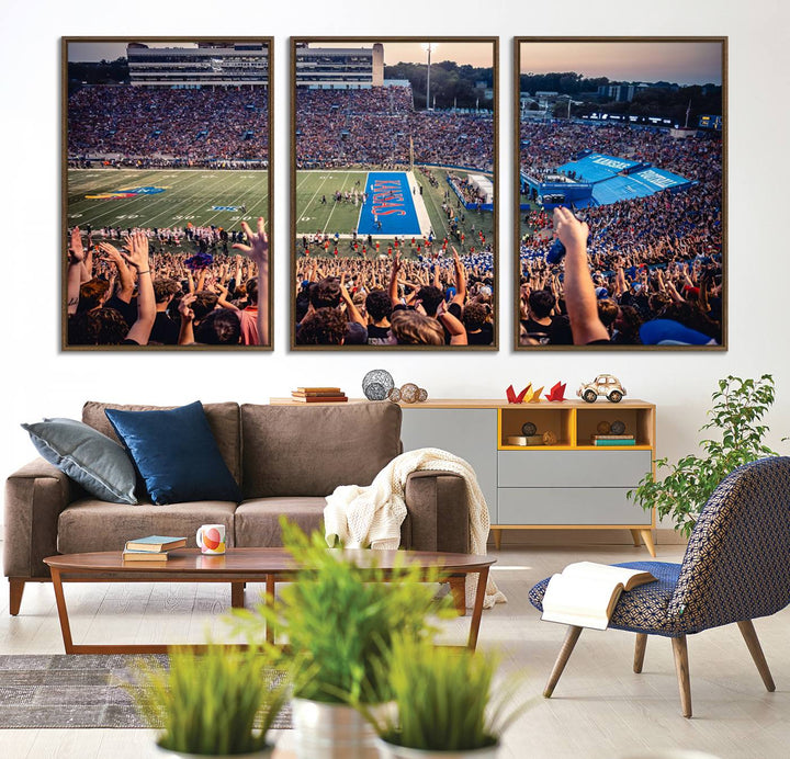 A canvas print of the University of Kansas Jayhawks Football Team.