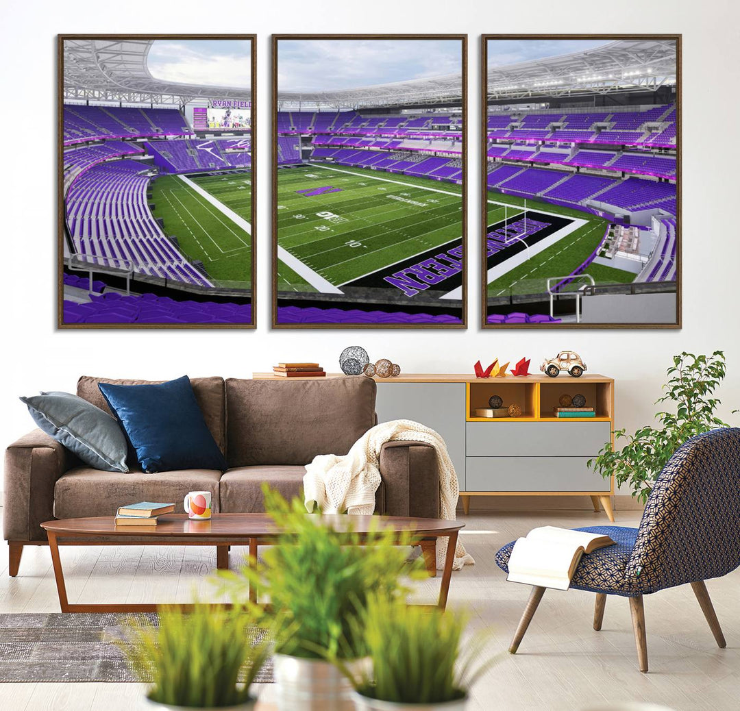 Ryan Field: Northwestern Wildcats Football premium canvas wall art.