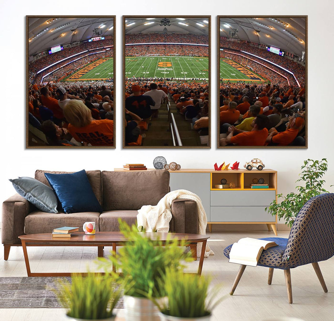 From above, the view resembles the Syracuse University Orange Football Team Wall Art Canvas.