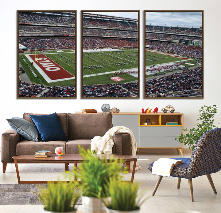 Aerial view wall art of Lincoln Financial Field during a Temple Owls game.