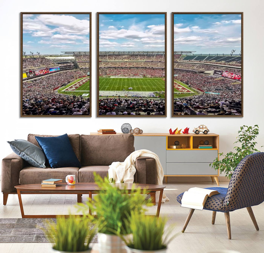 The Temple University Owls Athletics canvas print of a game at Lincoln Financial Field.