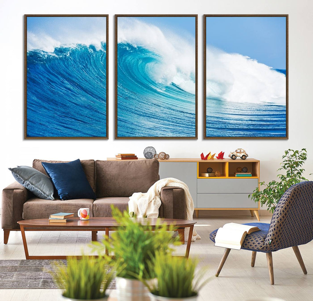 Ocean Wave Canvas Wall Art Print.