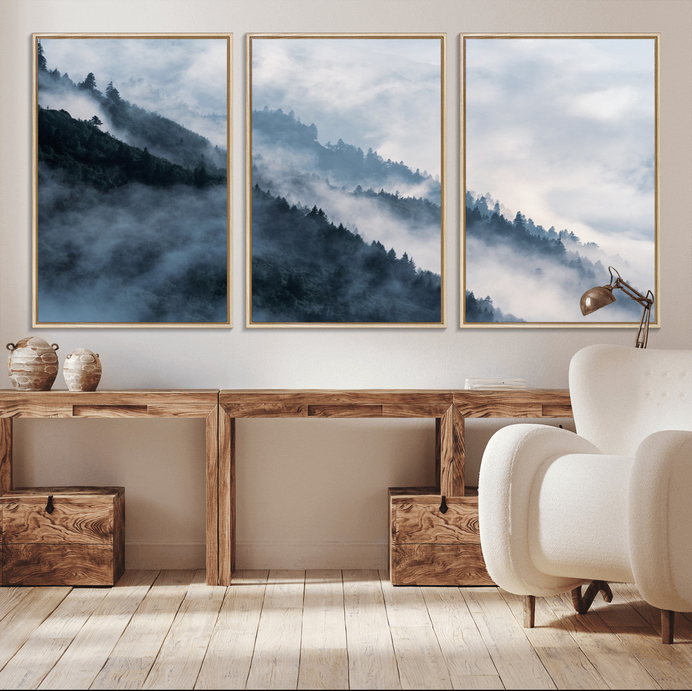 -Foggy Forest Wall Art Canvas Print – Misty Mountain Landscape Decor – Ready to Hang Nature-Inspired