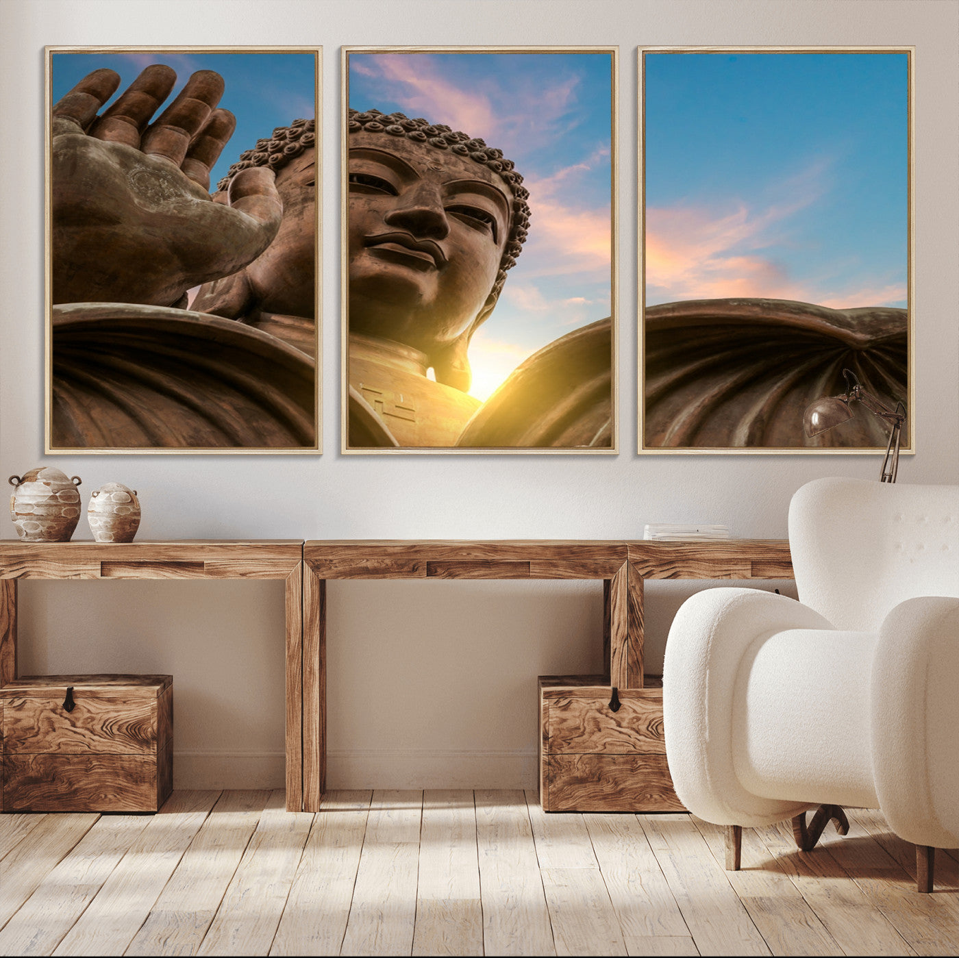 94703-MGV-CV-36X24-Buddha Statue and Daylight Wall Art, Buddha Statue Wall Art Canvas Print