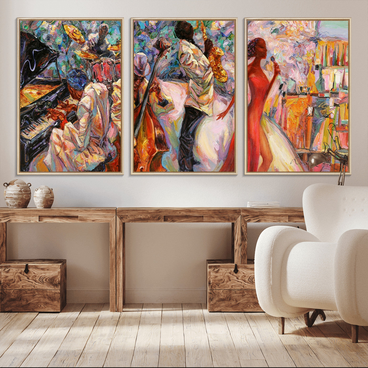 40574-MGV-CV-36X24-Abstract Afro American Jazz Canvas Wall Art | Music-Inspired Painting for Dining Room, Living Room,