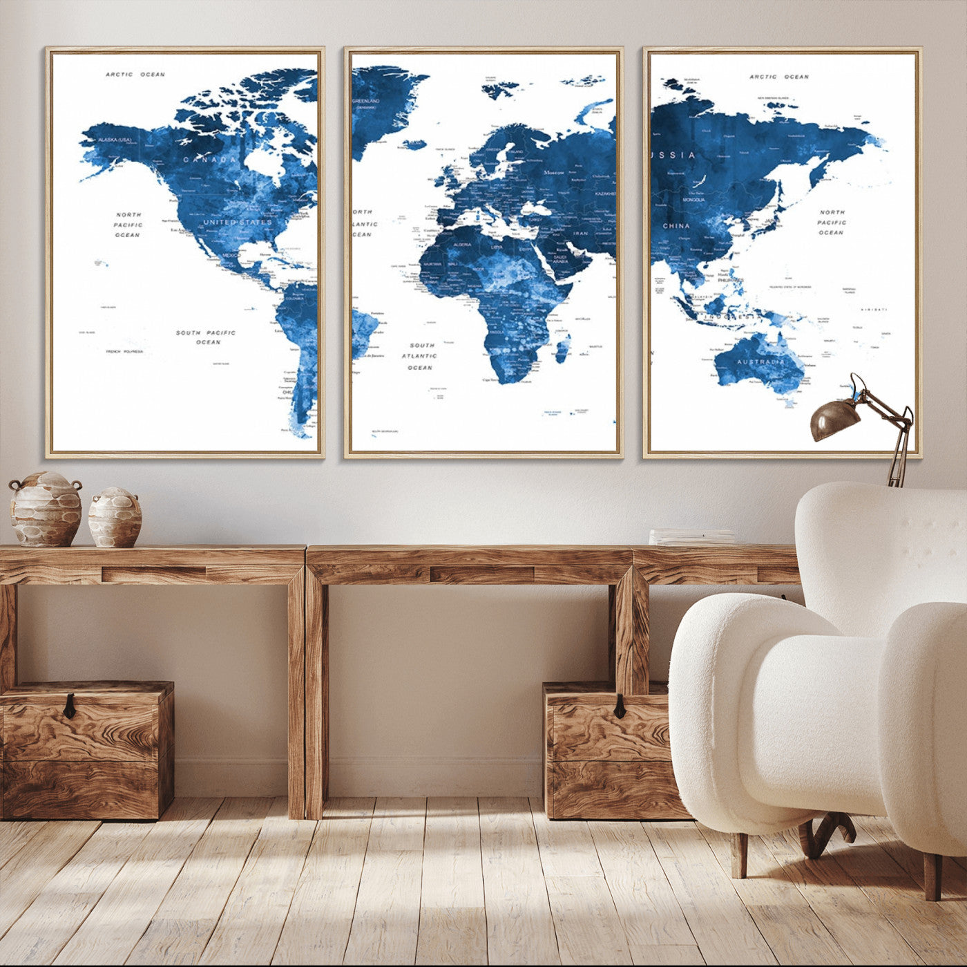 MGV-FC-60X30-3P - Push Pin World Map Canvas Print – Framed Wall Art for Couples to Track Their Travels – Anniversary