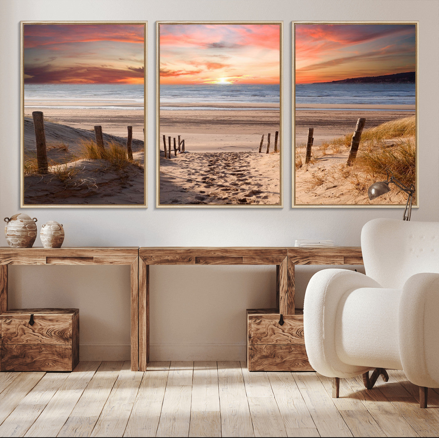 MGV-FC-60X30-3P - Sunset on the Sea Wall Art Canvas Print