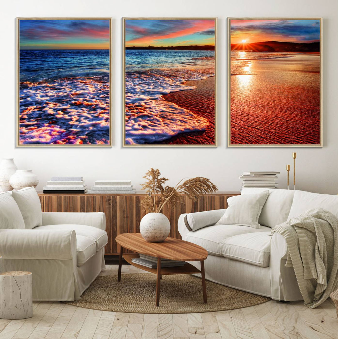 Hawaii Beach and Sunset Wall Art Canvas Print