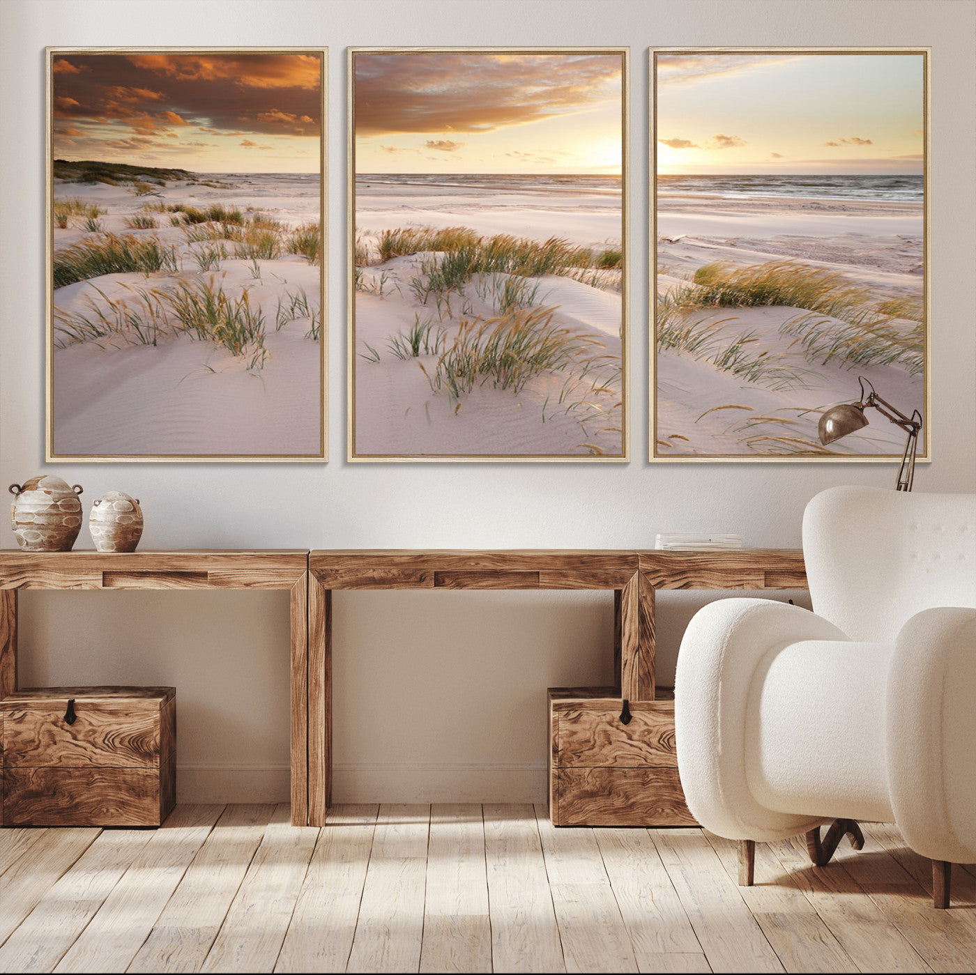 MGV-FC-60X30-3P - Flight Over Coastal Beach Landscape, Flight Over Coastal Beach Print Canvas Wall Art