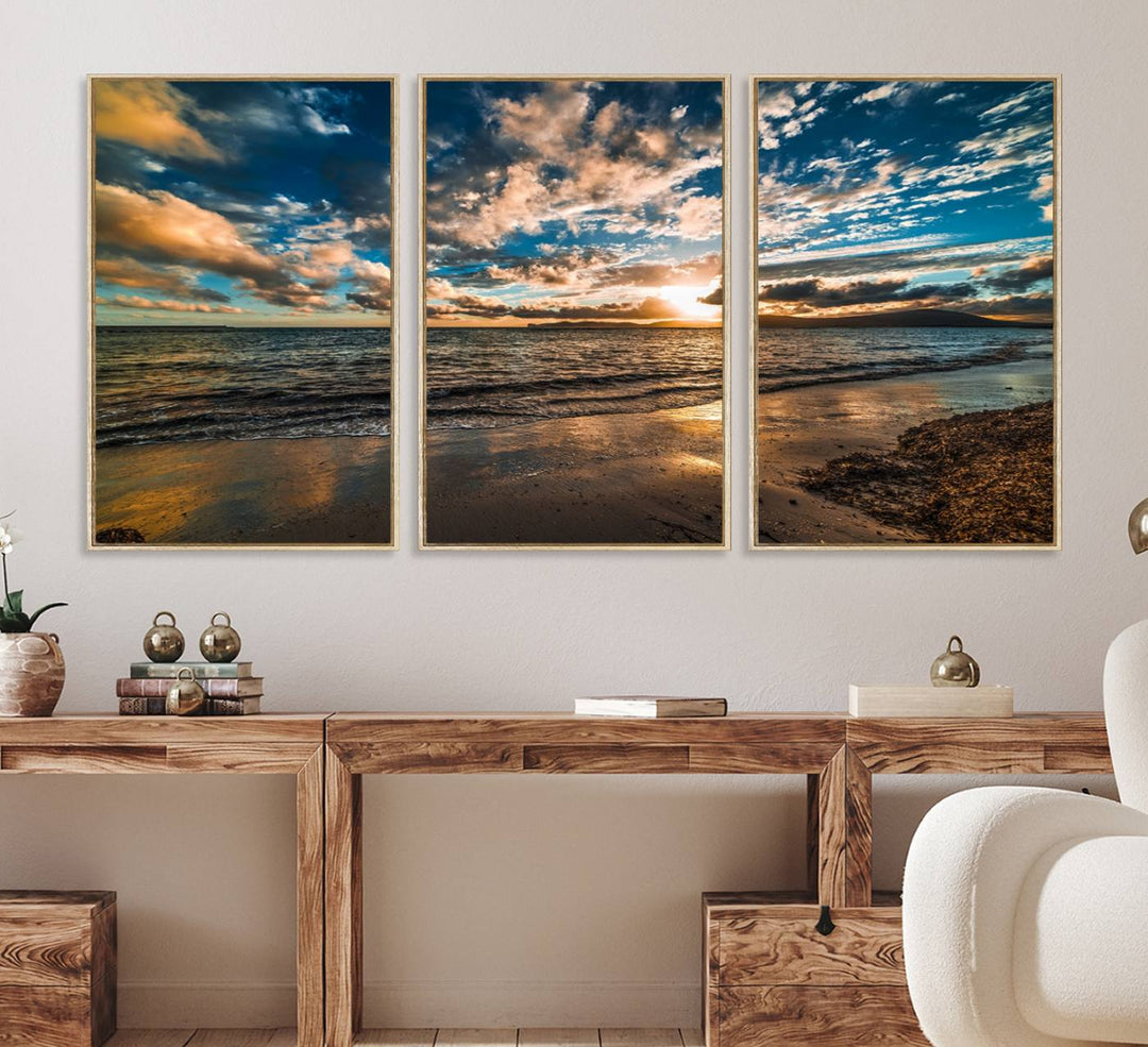 Beach Wall Art - Ocean Sunset Canvas.