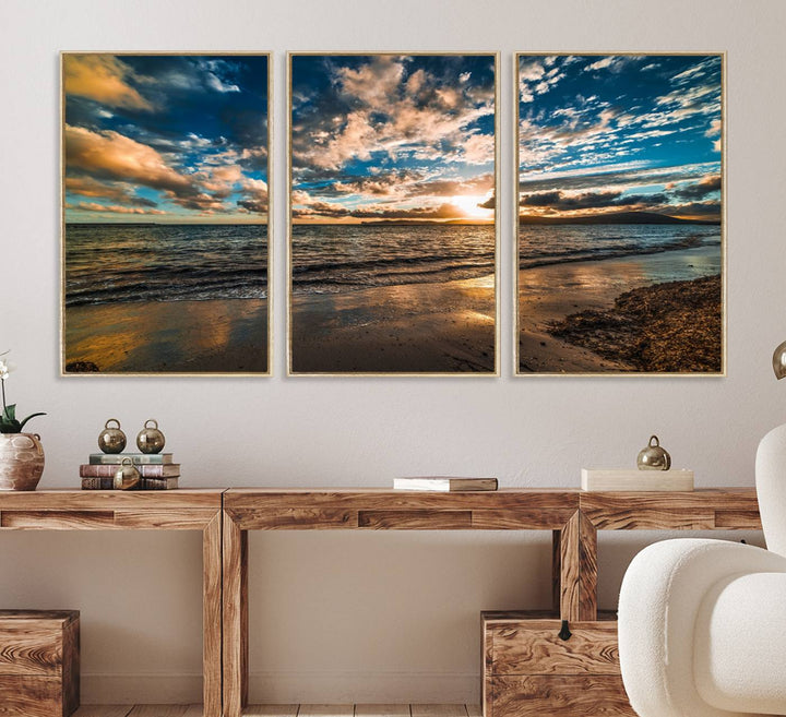 Beach Wall Art - Ocean Sunset Canvas.