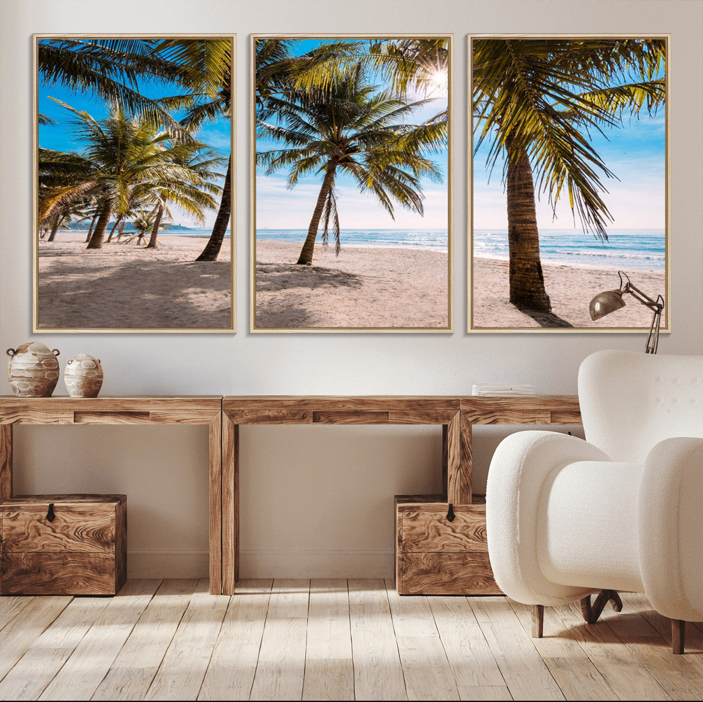 MGV-FC-60X30-3P - Palm Beach Tropical Island Wall Art Canvas Print