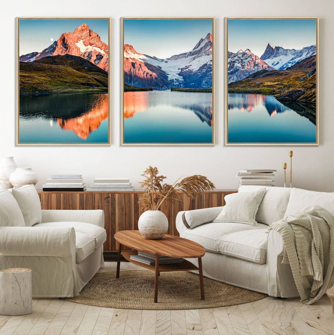 Landscape Mountain and Lake View Wall Art Canvas Print.