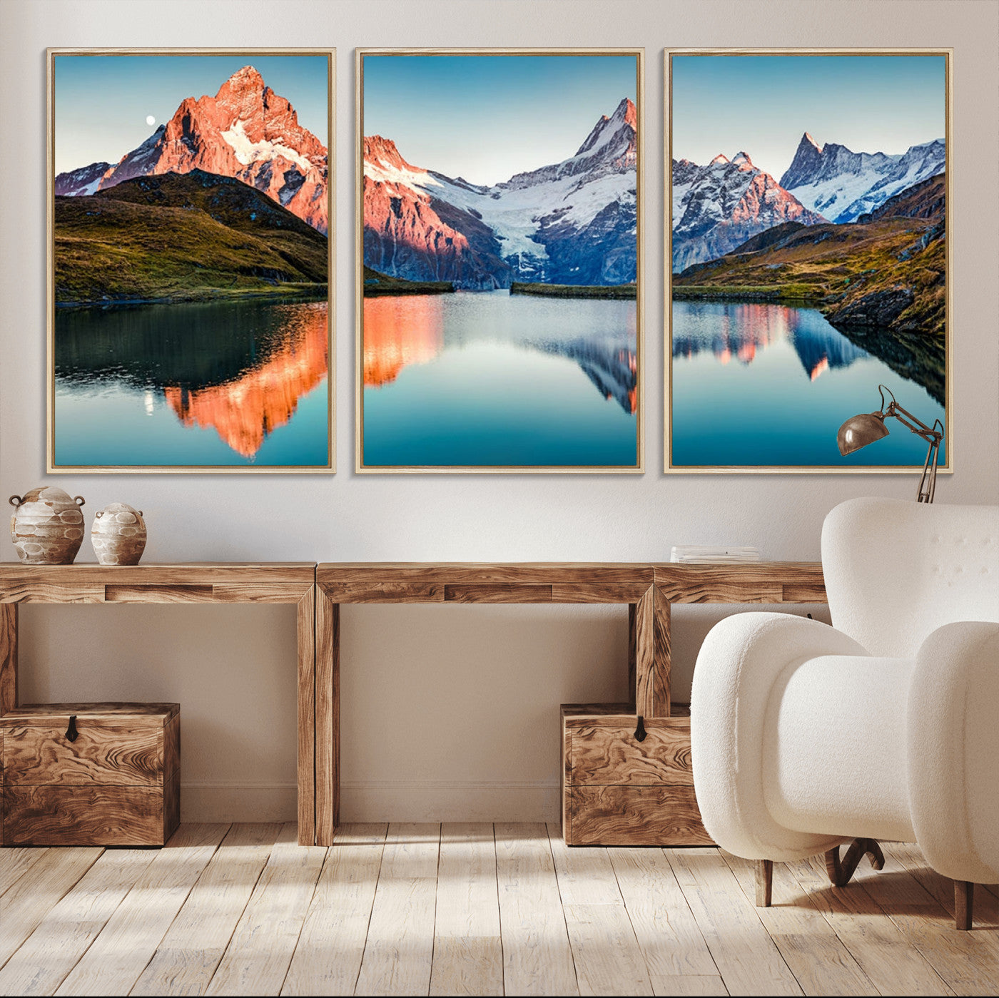MGV-FC-60X30-3P - Landscape Mountain and Lake View Wall Art Canvas Print