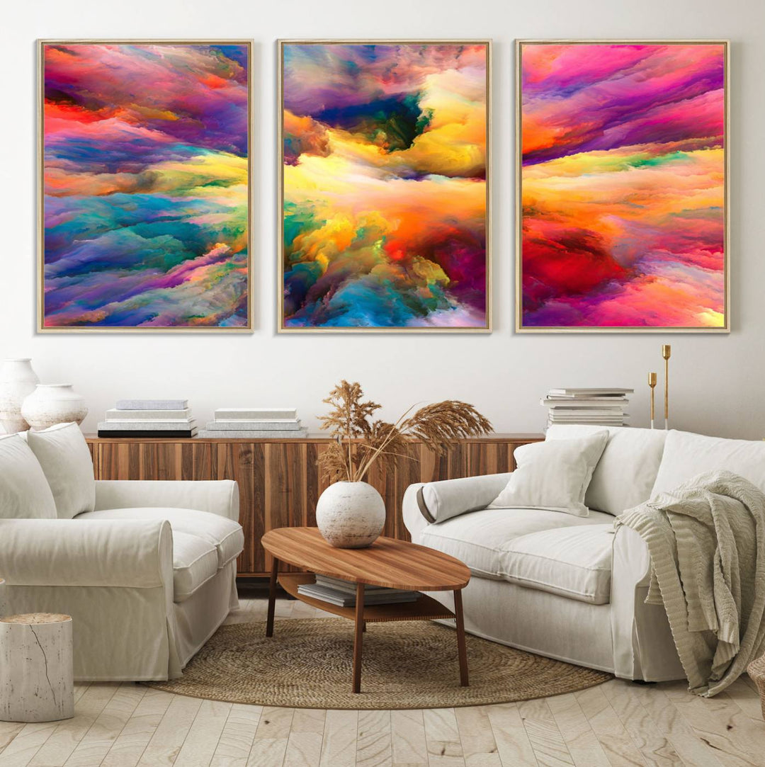 Blazing Vibrant Colors Cloud-like Wall Art Canvas Print adds flair to the space.