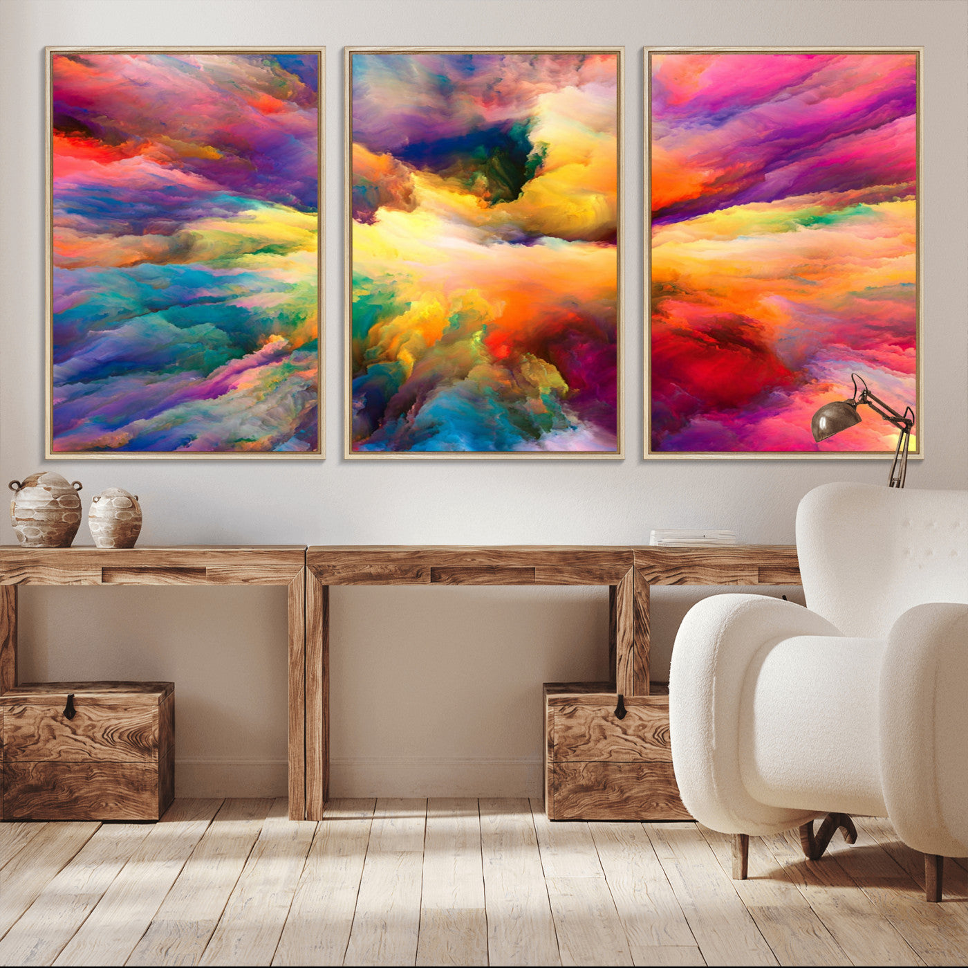 MGV-FC-60X30-3P - Blazing Vibrant Colors Cloud Wall Art Canvas Print