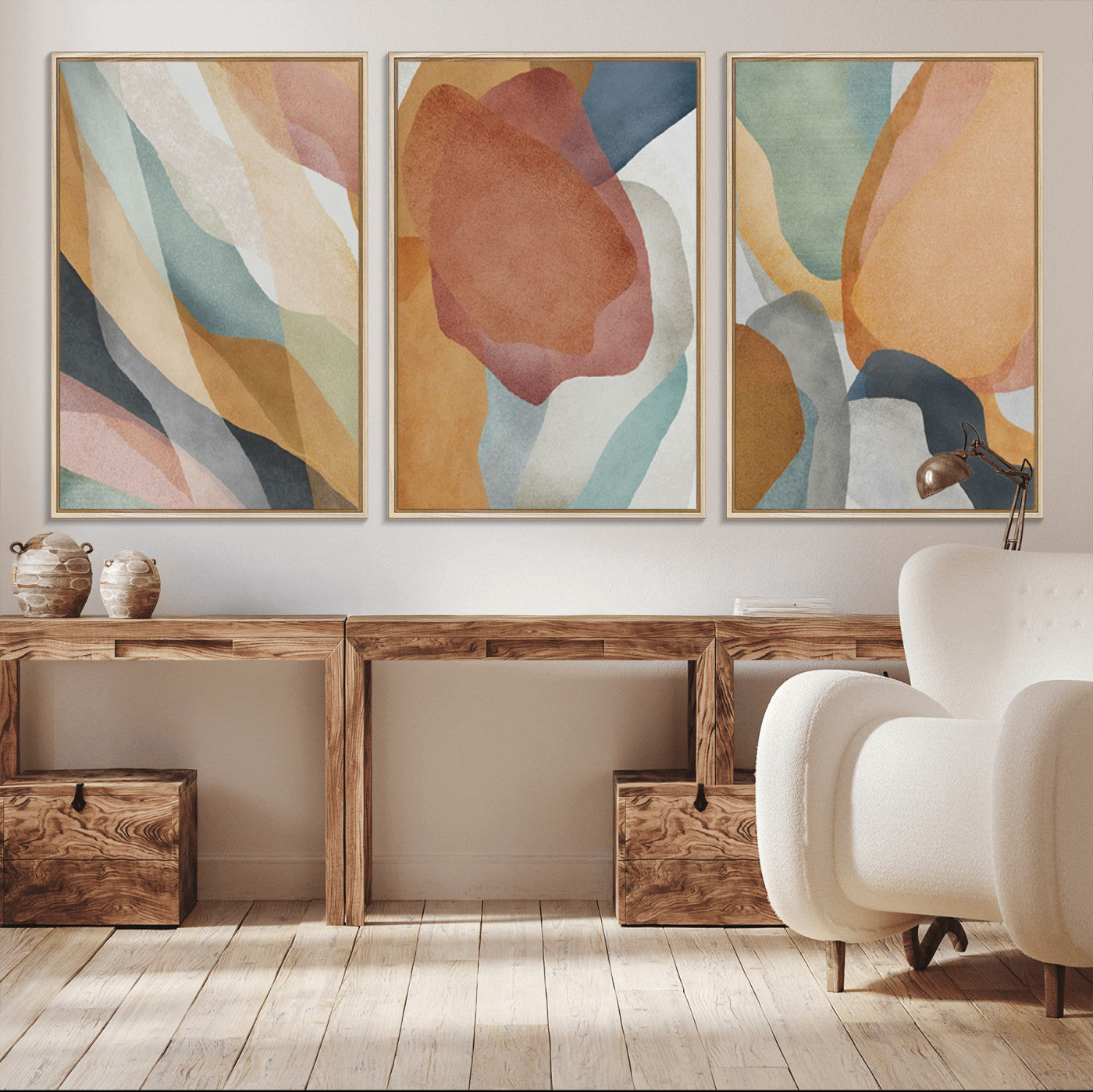 MGV-FC-60X30-3P - Boho Wall Art Canvas Print Set, Watercolor Boho Wall Art Canvas