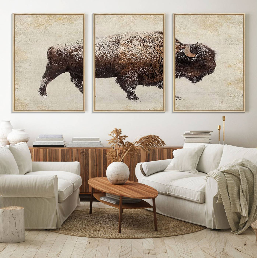 Buffalo Wall Art above a sideboard.