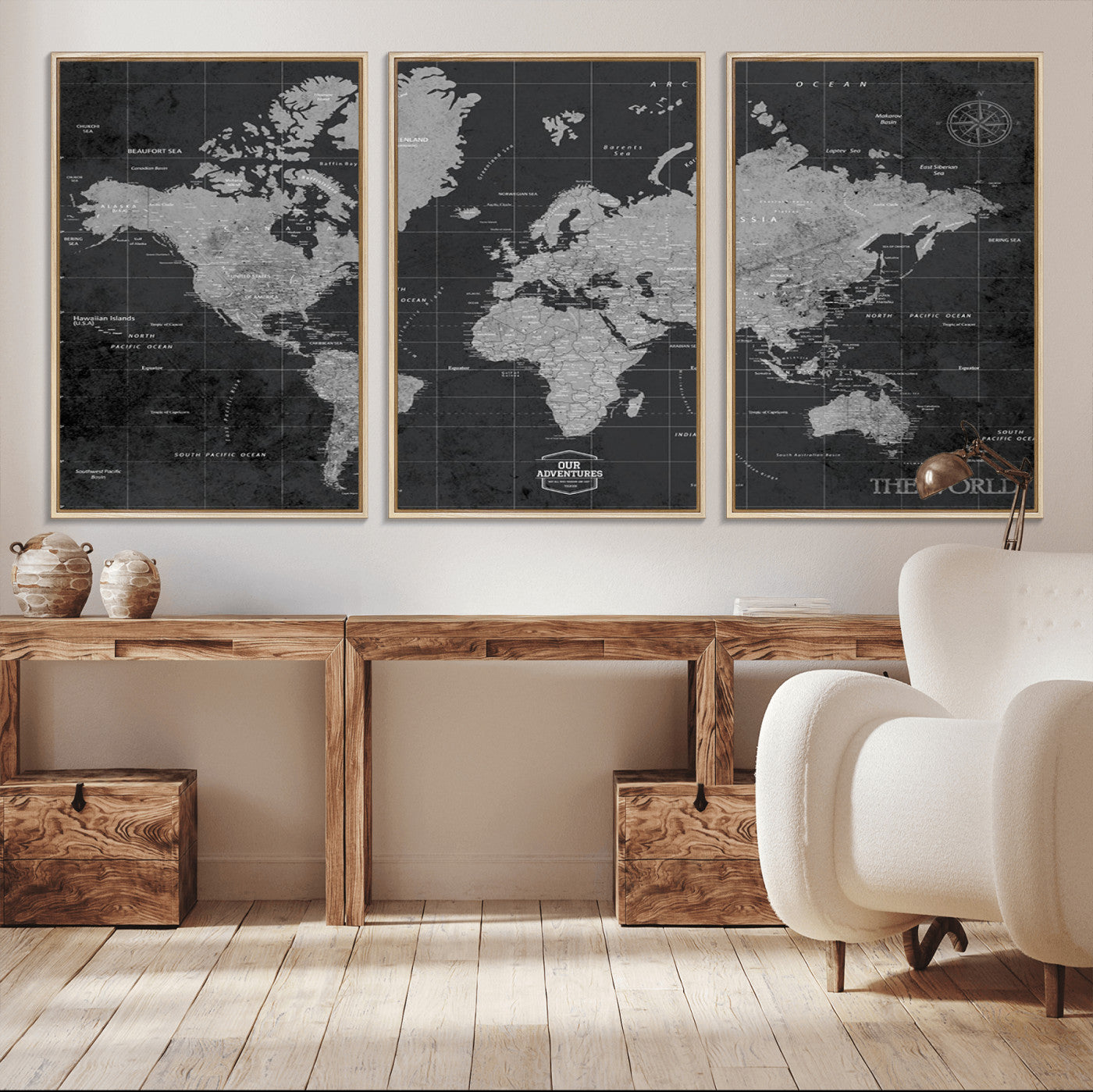 85500-MGV-CV-36X24-Push Pin World Map Canvas Print – Travel Tracker Wall Art for Couples, Perfect Anniversary Gift for Home or Office Decor