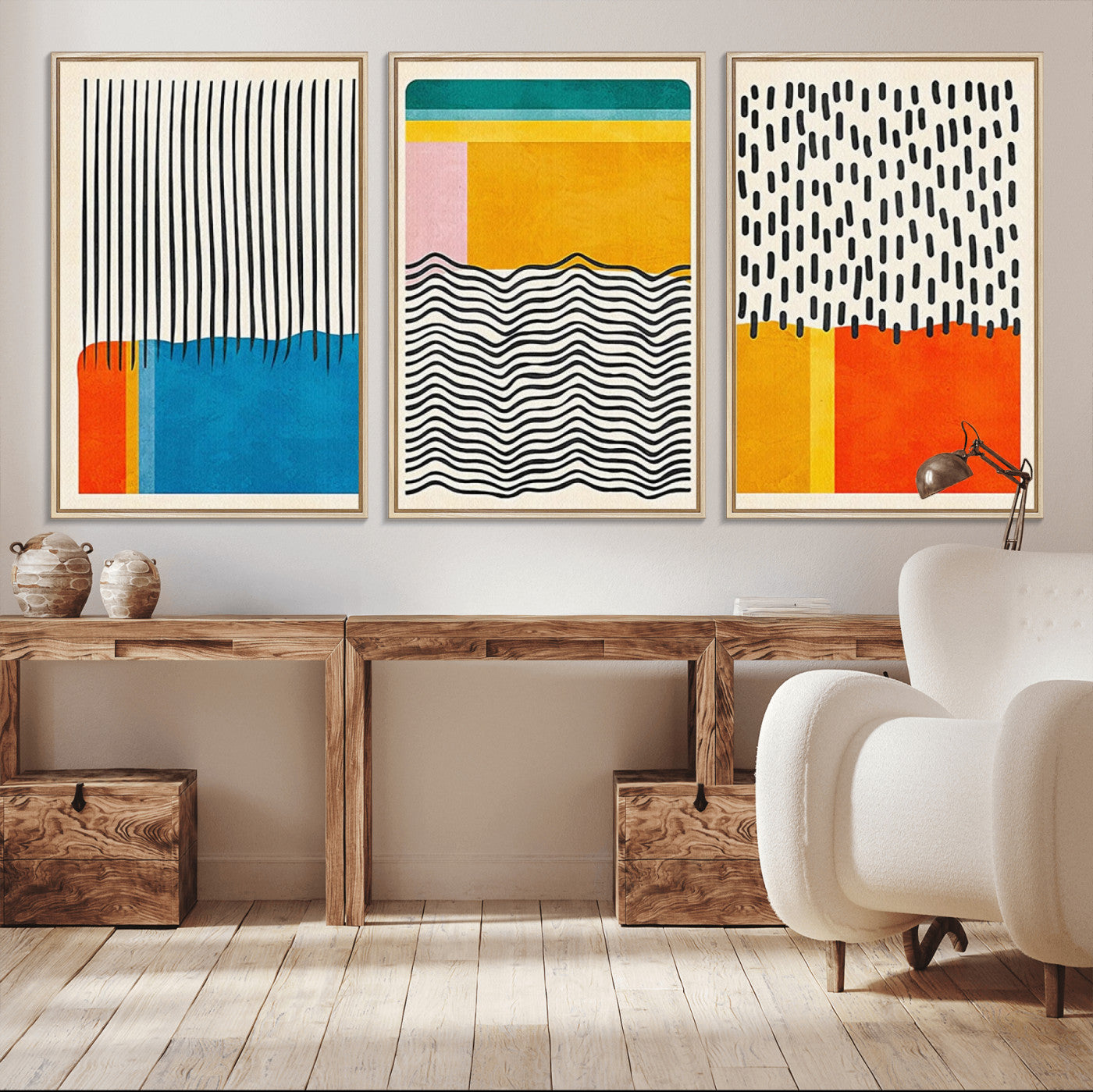 MGV-FC-60X30-3P - Canvas Print Wall Art Abstract Illustrs Art Boho, Framed Abstract Boho Art