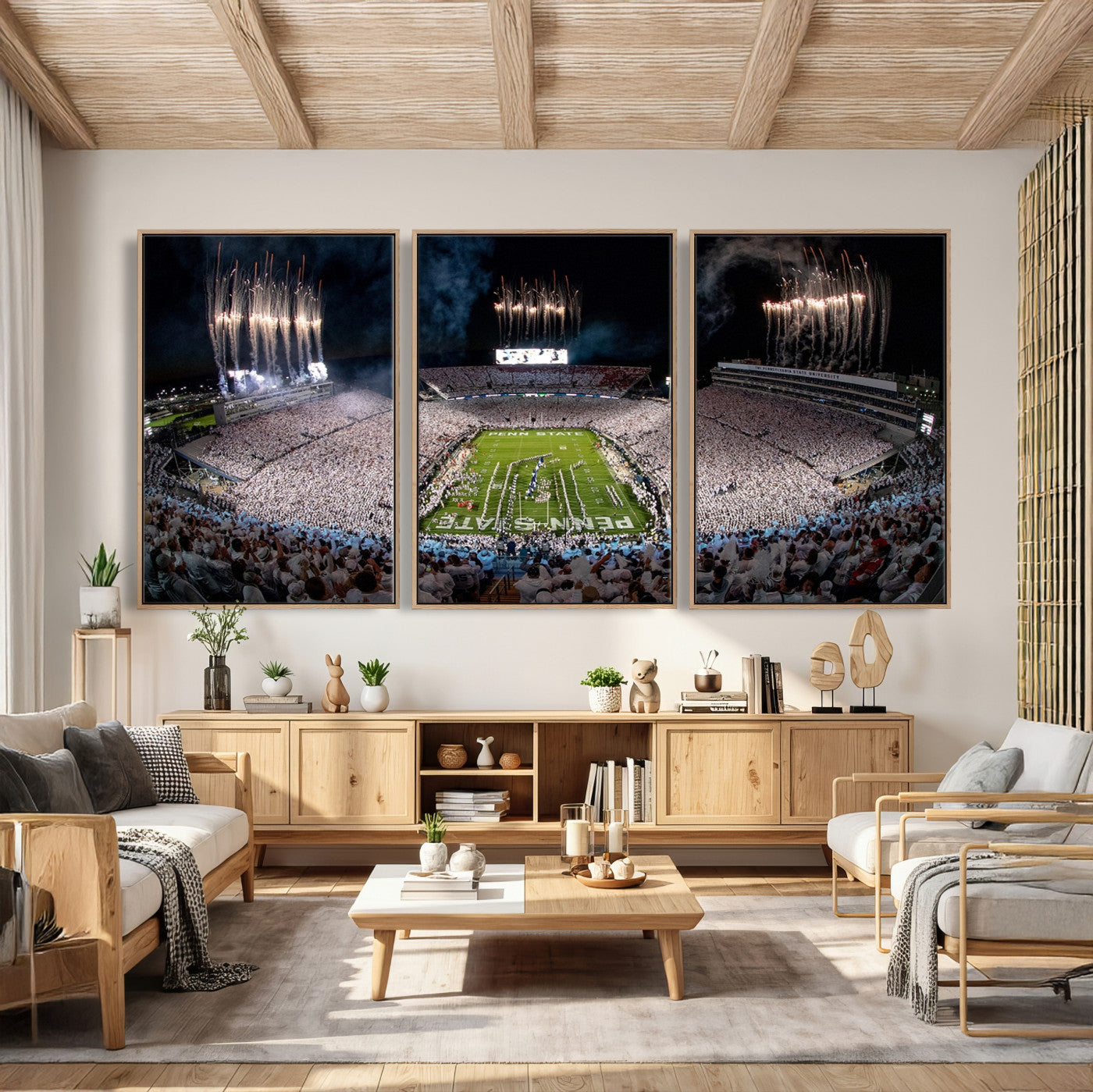 11391-MGV-CV-36X24 - Penn State Football Wall Art Canvas Print – Framed Stadium Game Day Sports Team Spirit Artwork for Home, Office