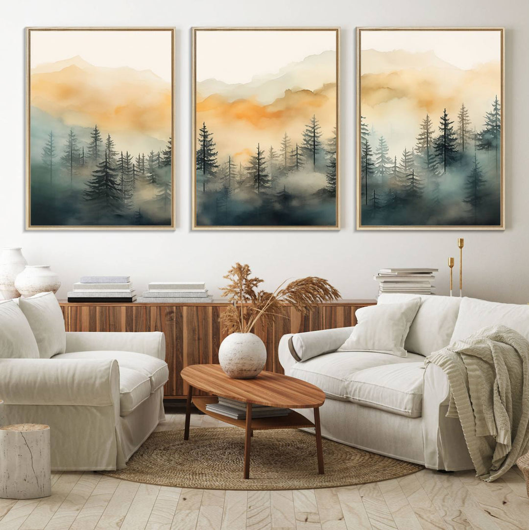 Abstract Forest Print - Mountain Wall Art showcasing a captivating design.