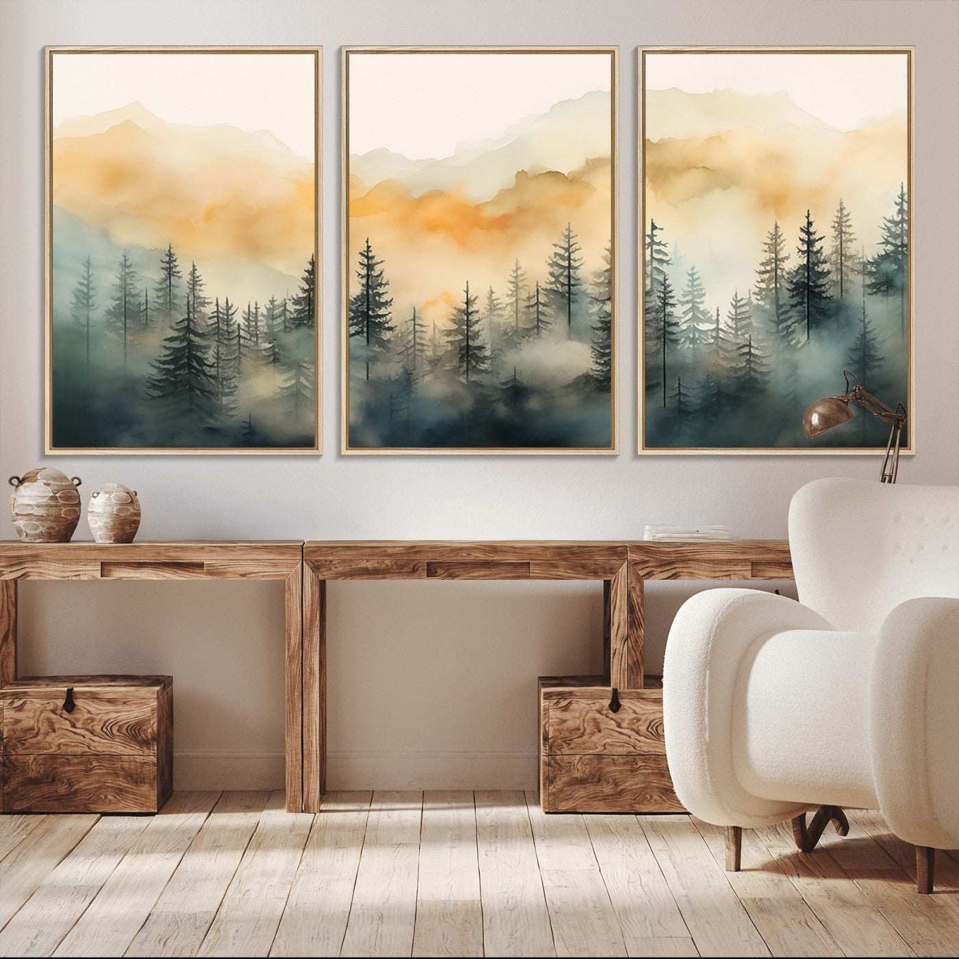 -Abstract Forest Print - Mountain Wall Art | Autumn Landscape Canvas Print for Living Room, Bedroom,