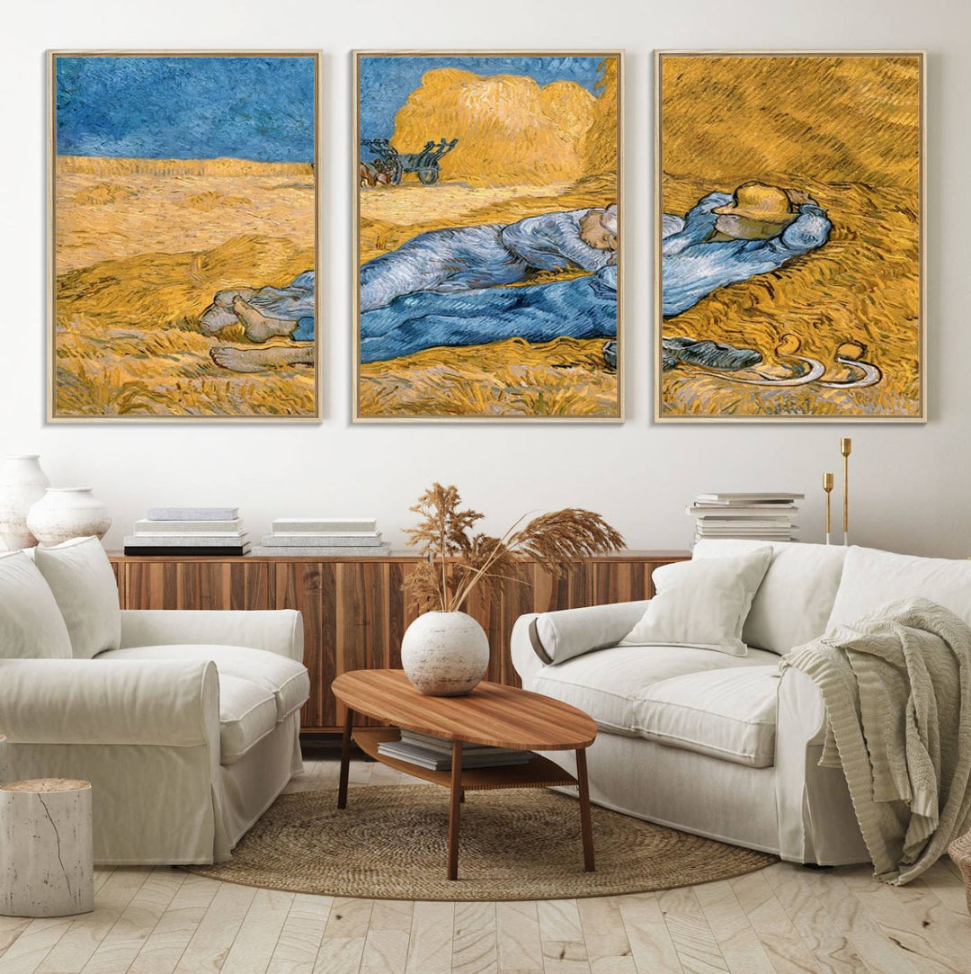 A Vincent Van Gogh Nature canvas print depicting resting farmers.