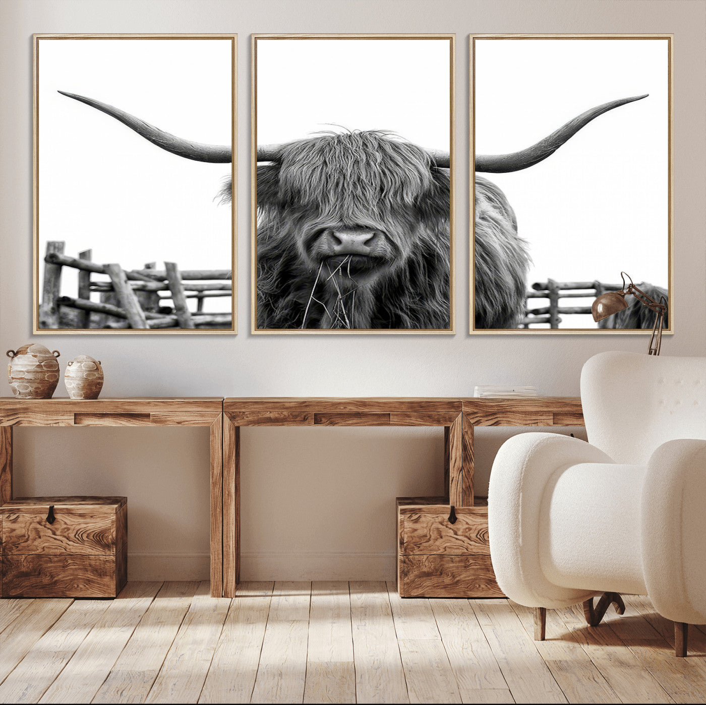 -Longhorn Canvas Print, Bighorn Cow Wall Art Canvas Print