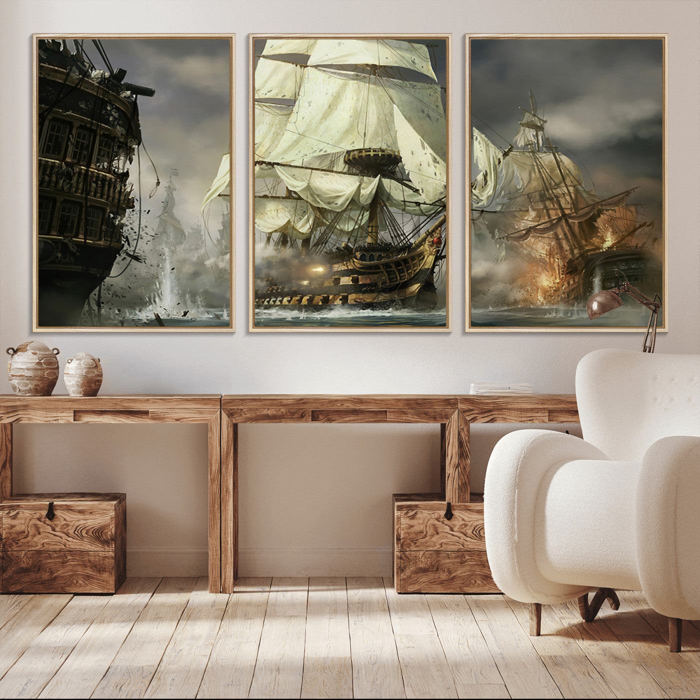 MGV-FC-60X30-3P - Pirate Ship War Wall Art Canvas Print