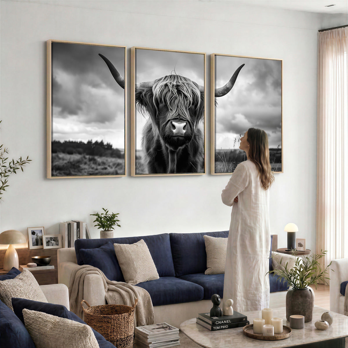 17924-_Poster-30x20 - Scottish Cow Wall Art Canvas Print, Longhorn Wall Art