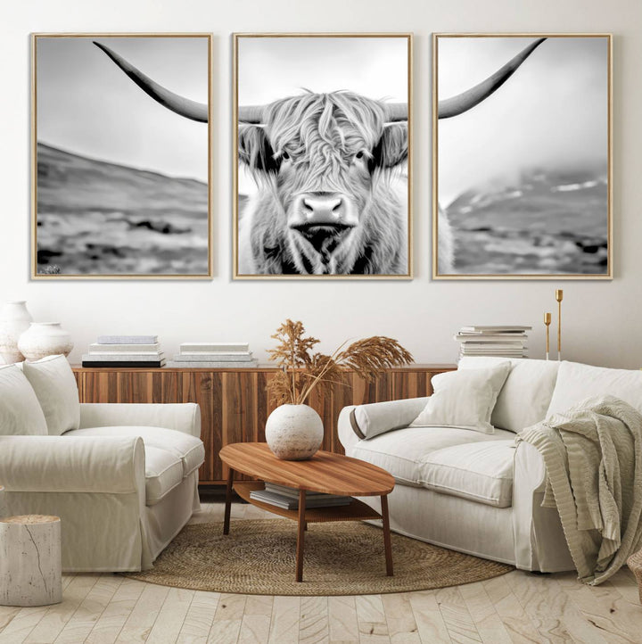 The Scottish Cow Wall Art Canvas Print is displayed prominently.