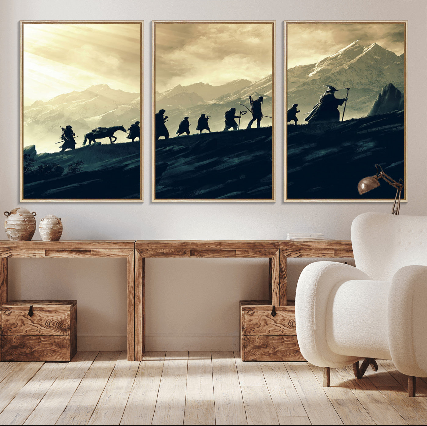 41574-MGV-CV-36X24-Lord of the Rings Silhouette Wall Art Capturing the Epic Quest Through Middle-Earth - The