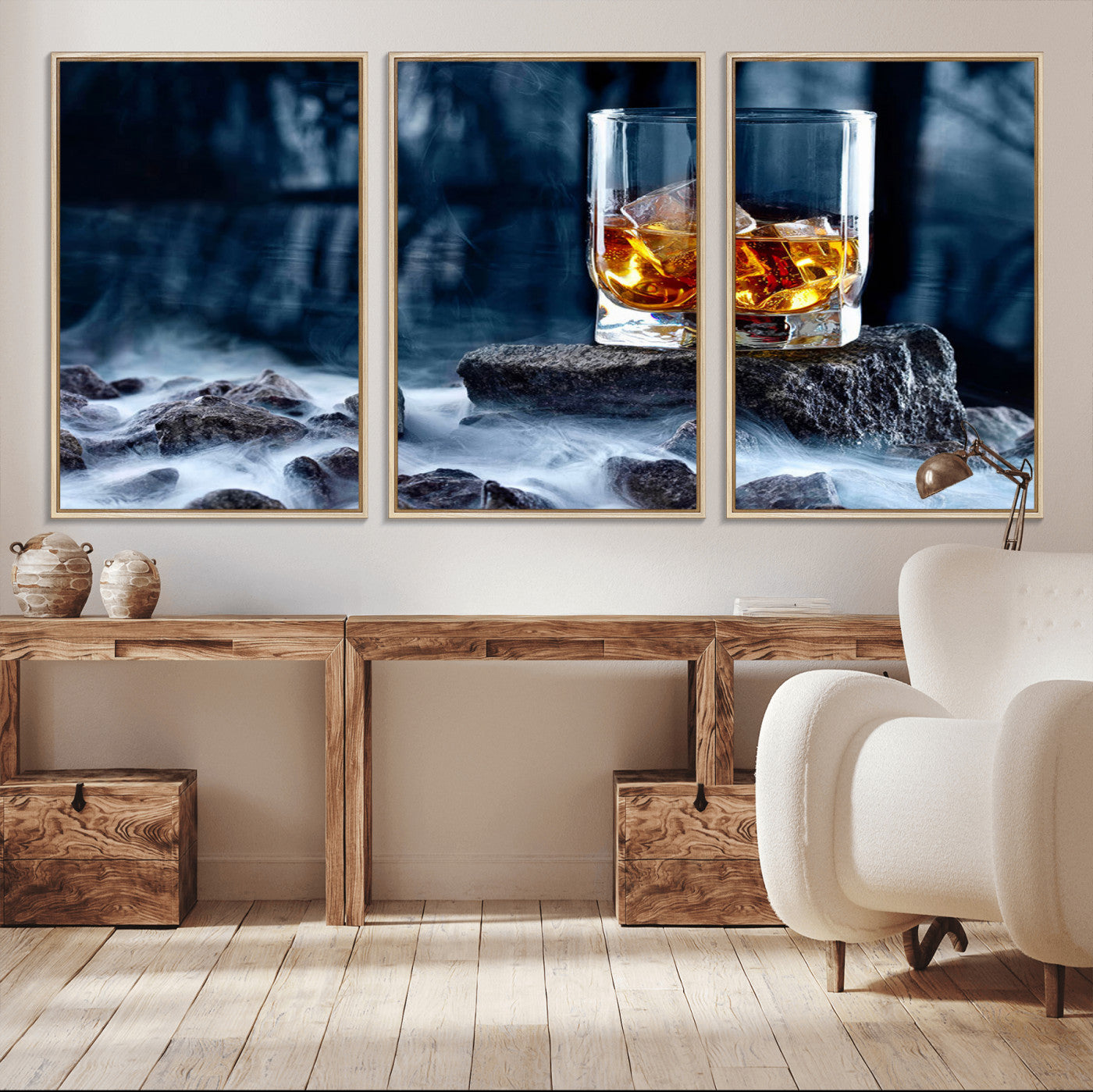 MGV-FC-60X30-3P - Whiskey Ice Wall Art Canvas Print