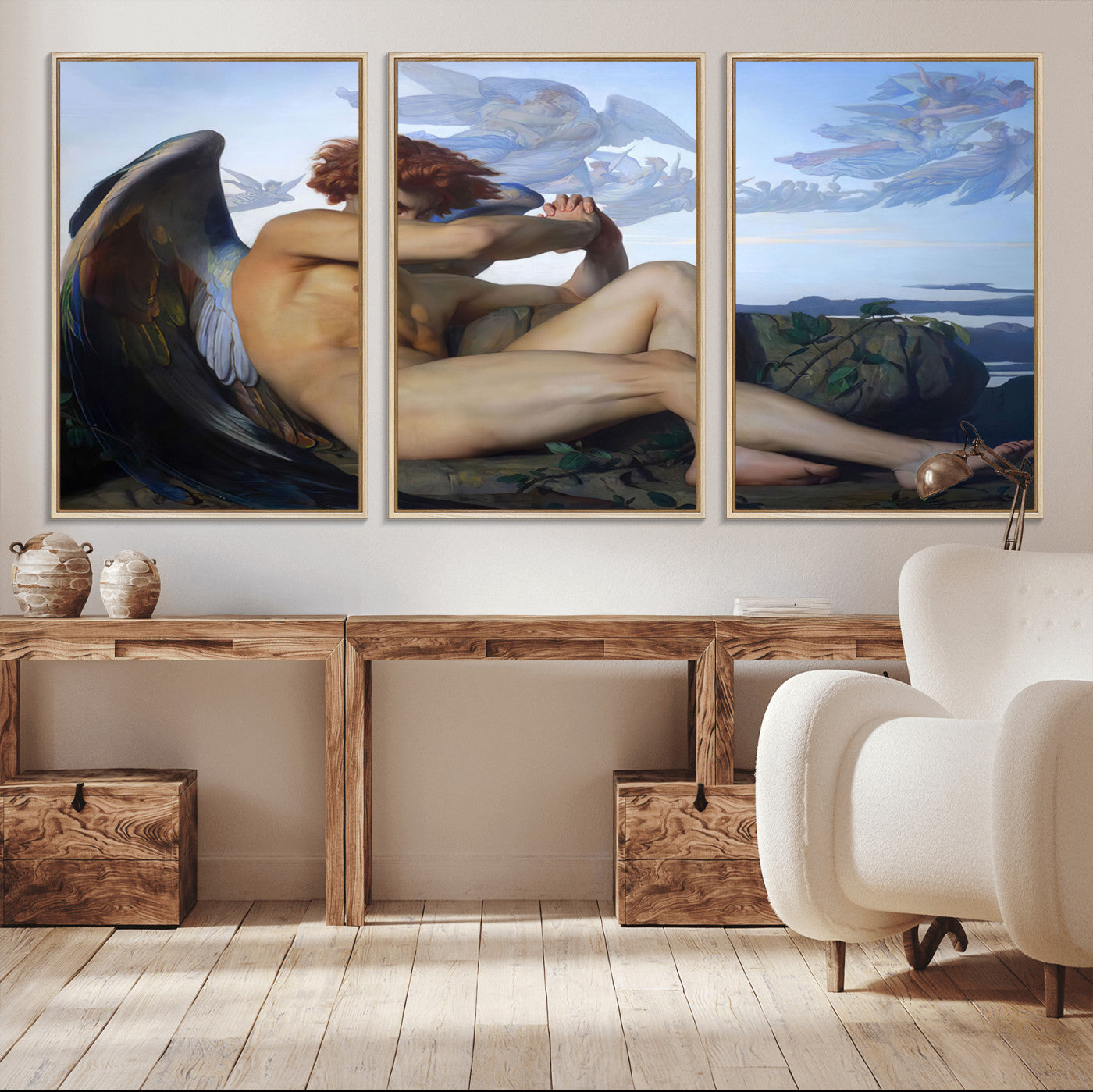 -Fallen Angel Wall Art Canvas Print – Classic Art, Framed, Ready to Hang - Alexandre Cabanel