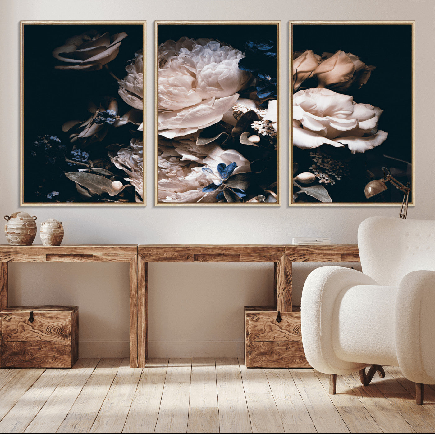 MGV-FC-60X30-3P - Pink Peonies Flowers Large Canvas Art Print