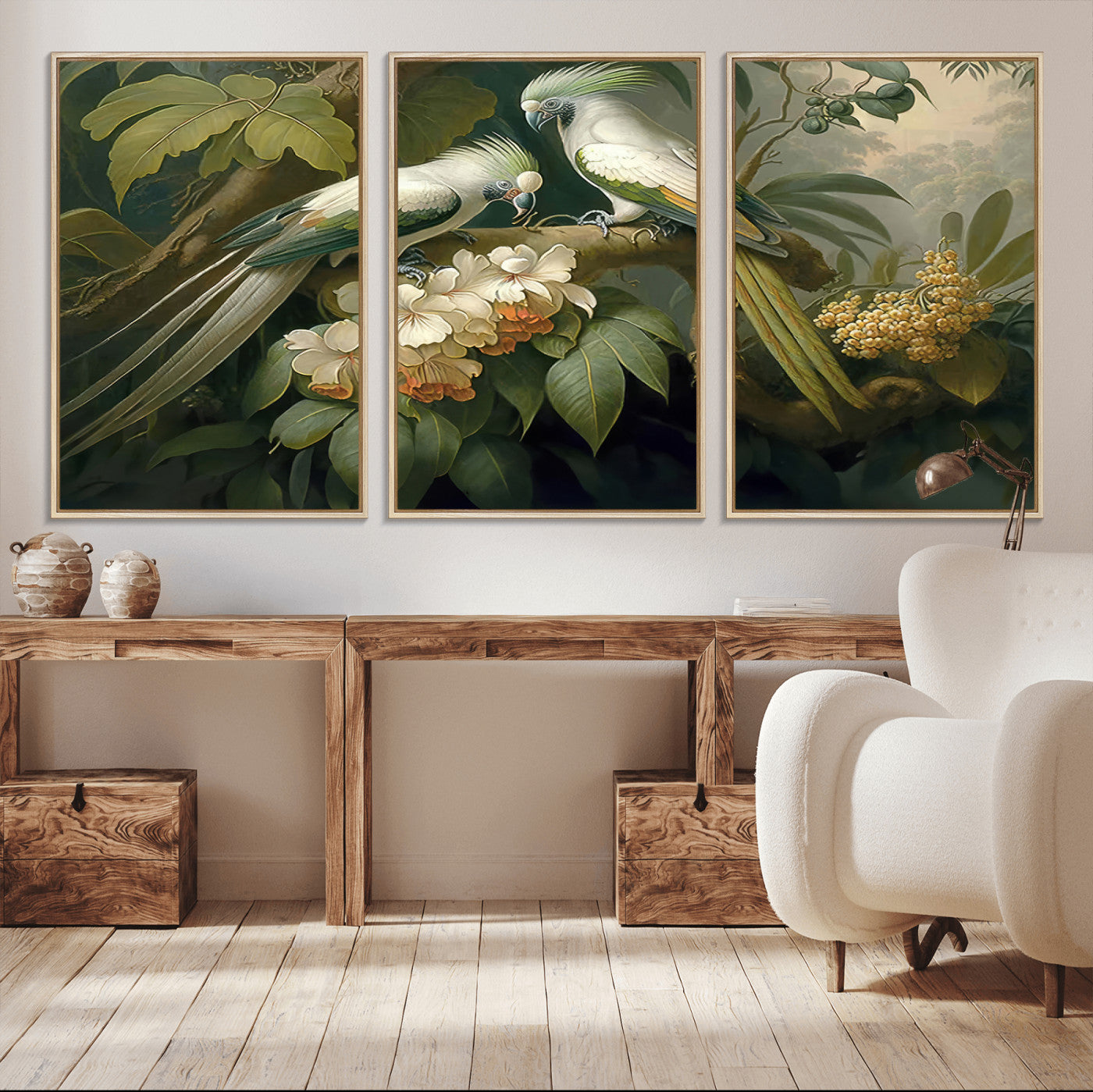 84047-MGV-CV-36X24-Tropical Paradise Print Wall Art Stunning Artwork of a Parrot in a Lush Forest with Beautiful