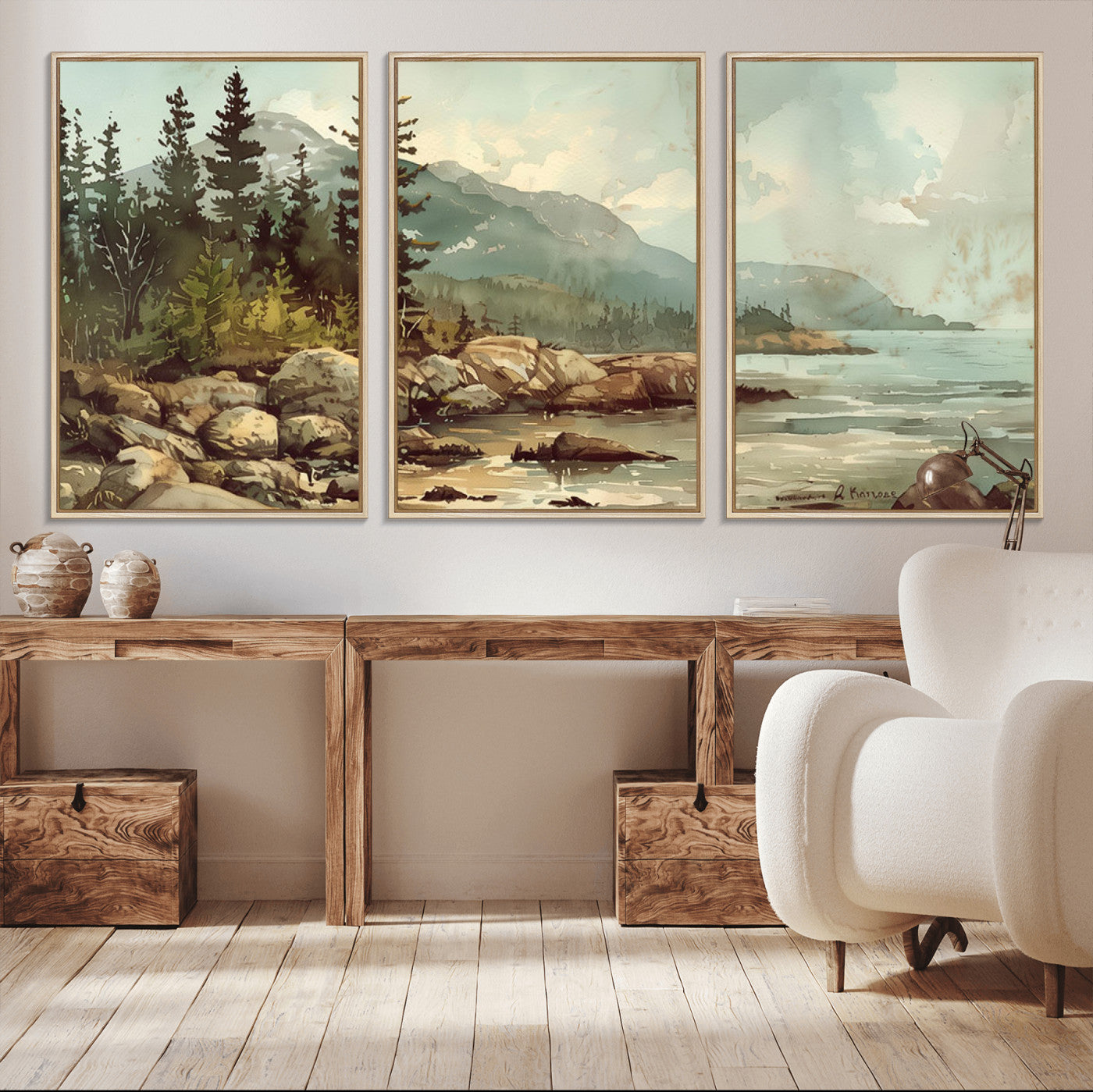 -Abstract Acadia National Park Wall Art Canvas Print - Stunning 3-Panel Wall Art Canvas Print,
