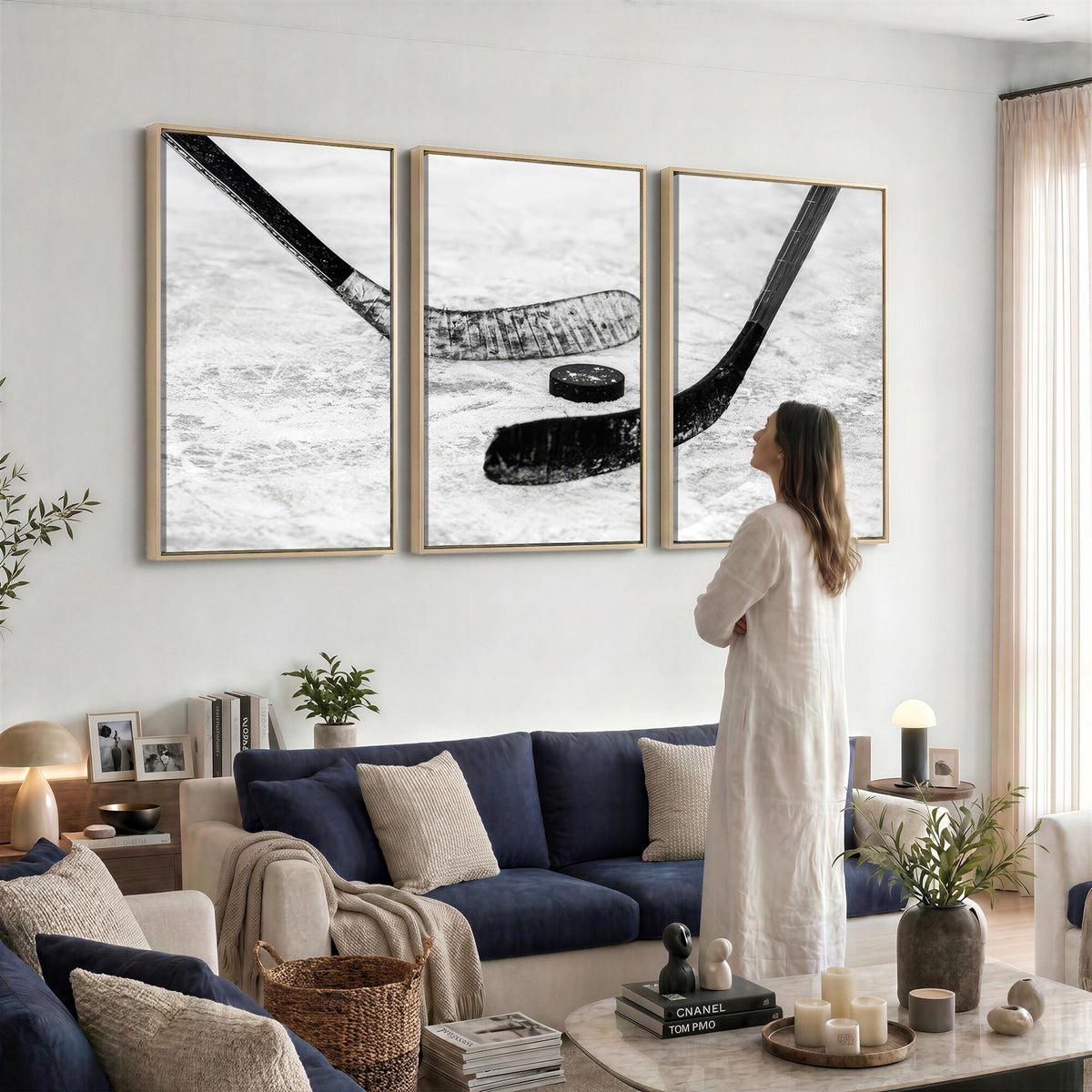 82900-MGV-CV-36X24 - Winter Ice Hockey Sport Canvas Wall Art Print, Hockey Wall Decor