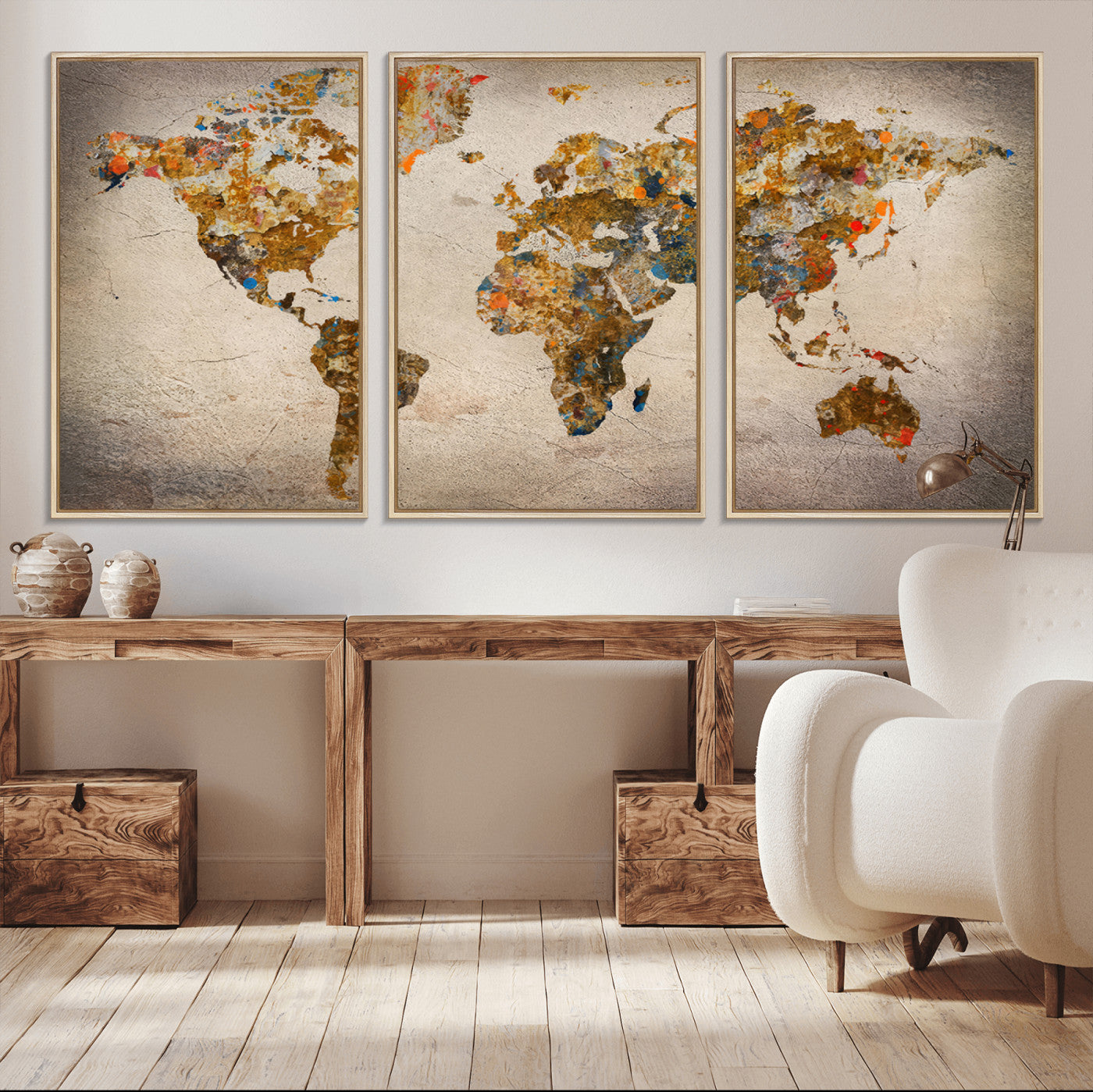 MGV-FC-60X30-3P - Push Pin World Map Canvas Print – Framed Wall Art for Couples to Track Their Travels – Anniversary