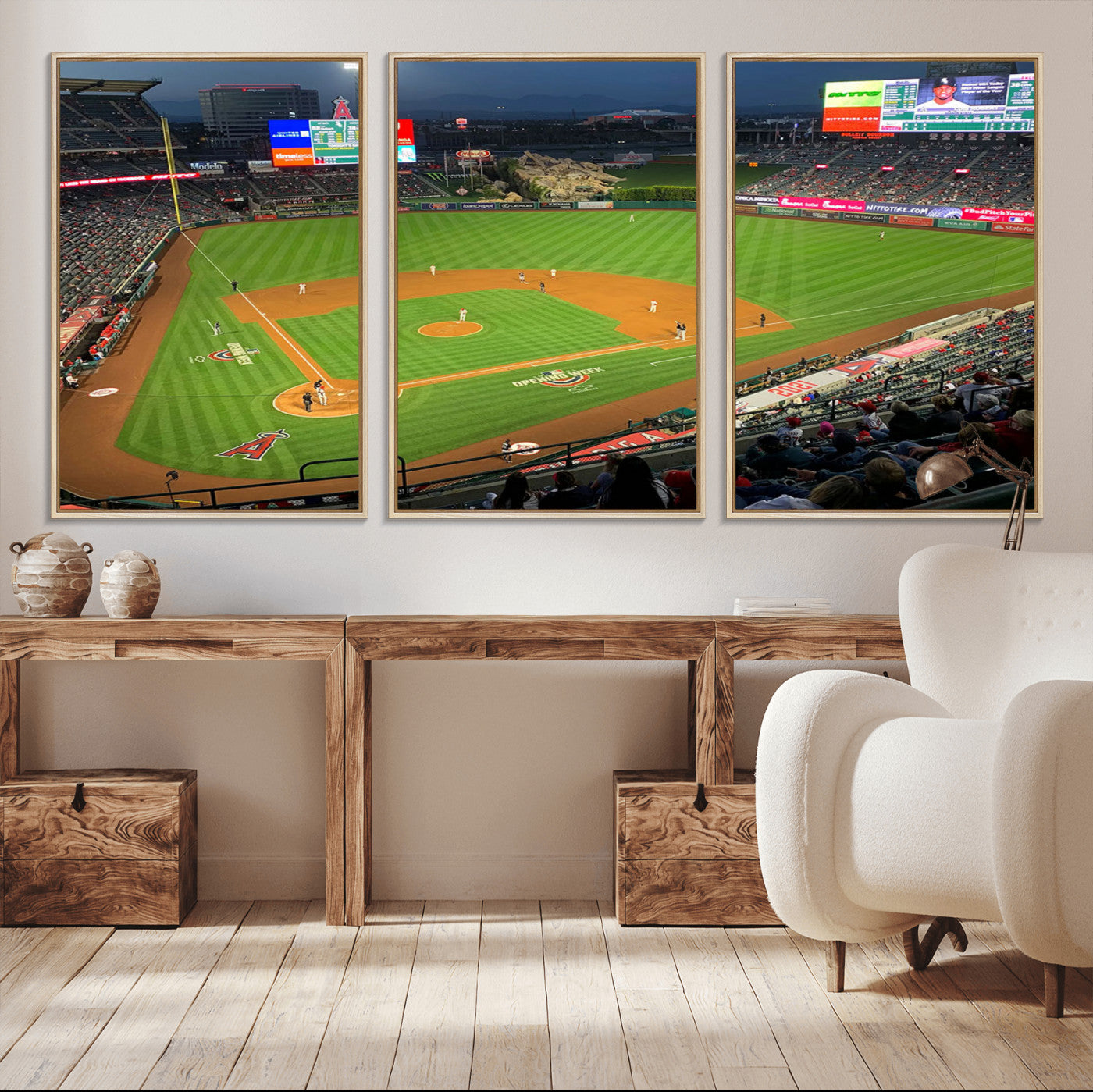 MGV-FC-60X30-3P - Angel Stadium Aerial View – Los Angeles Angels Baseball Canvas Print, Framed, Ready to Hang