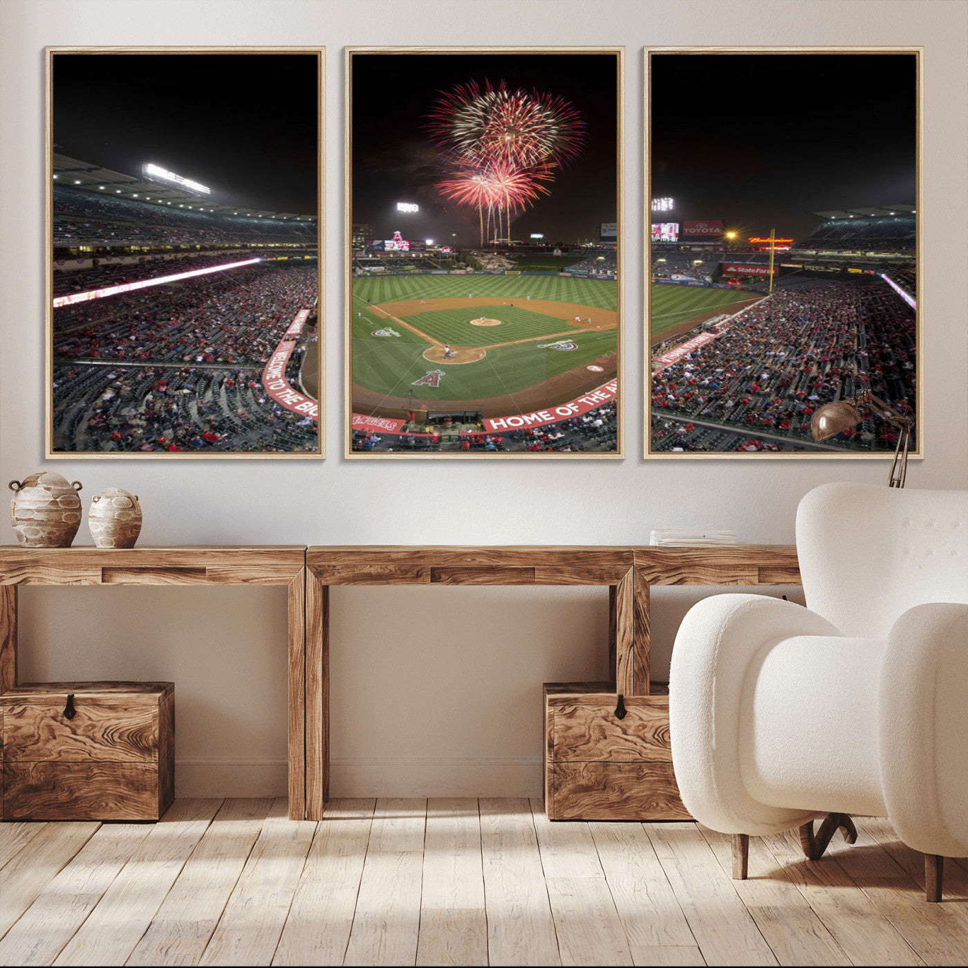 -Fireworks at Angel Stadium – Los Angeles Angels Canvas Print, Framed Los Angeles Angels Wall Art