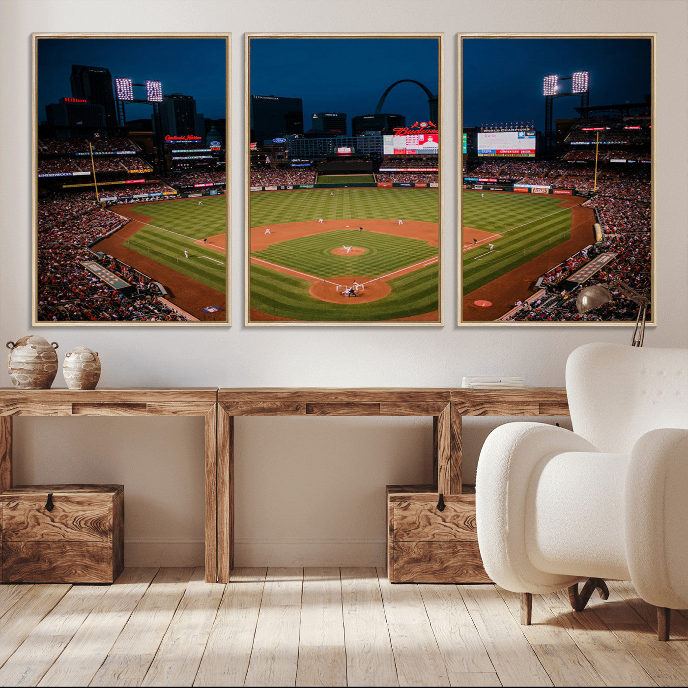38612-MGV-CV-36X24-St. Louis Cardinals Baseball Team Print - Busch Stadium Wall Art Canvas Print