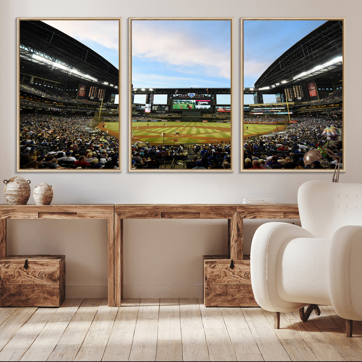 MGV-FC-60X30-3P - Arizona Diamondbacks Baseball Team Print - Phoenix Chase Field Stadium Wall Art Canvas Print