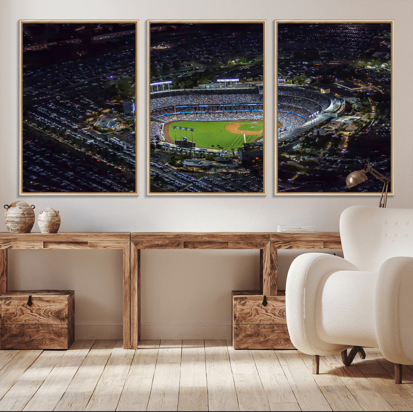 16515-MGV-CV-36X24-Los Angeles Dodgers Baseball Team Print - California Dodger Stadium Wall Art Canvas Print